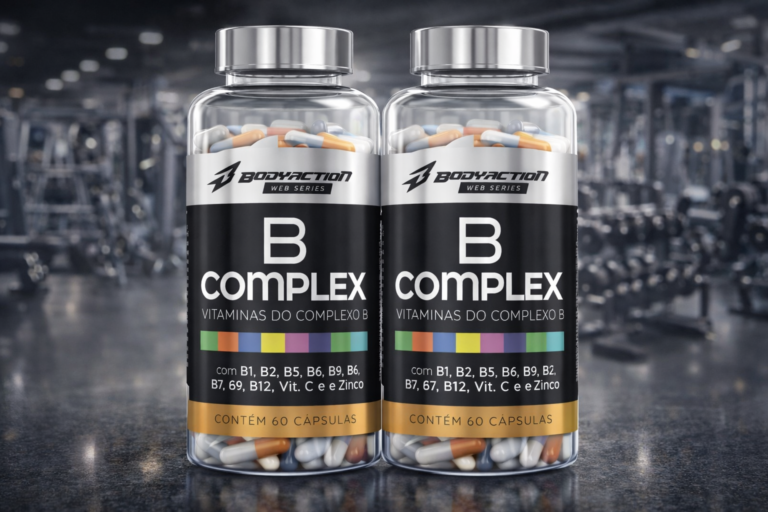 Suplemento B Complex BodyAction com vitaminas do complexo B em cápsulas, frascos com 60 cápsulas